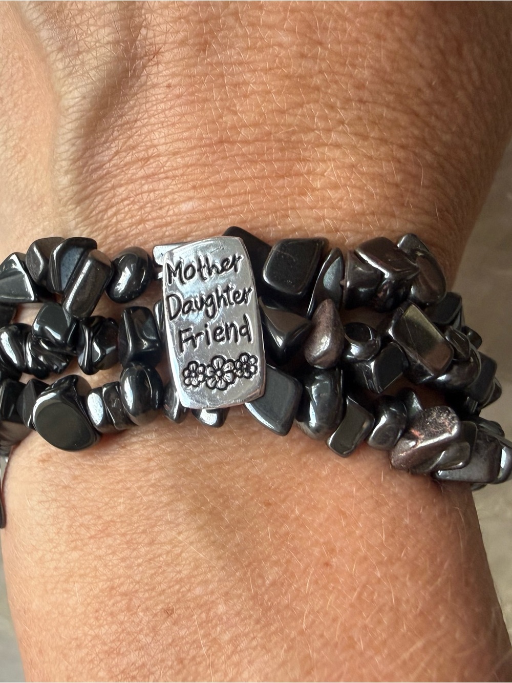 Mother Daughter Friend Hematite multi strand Stretch Bracelet/ Grounding Stone